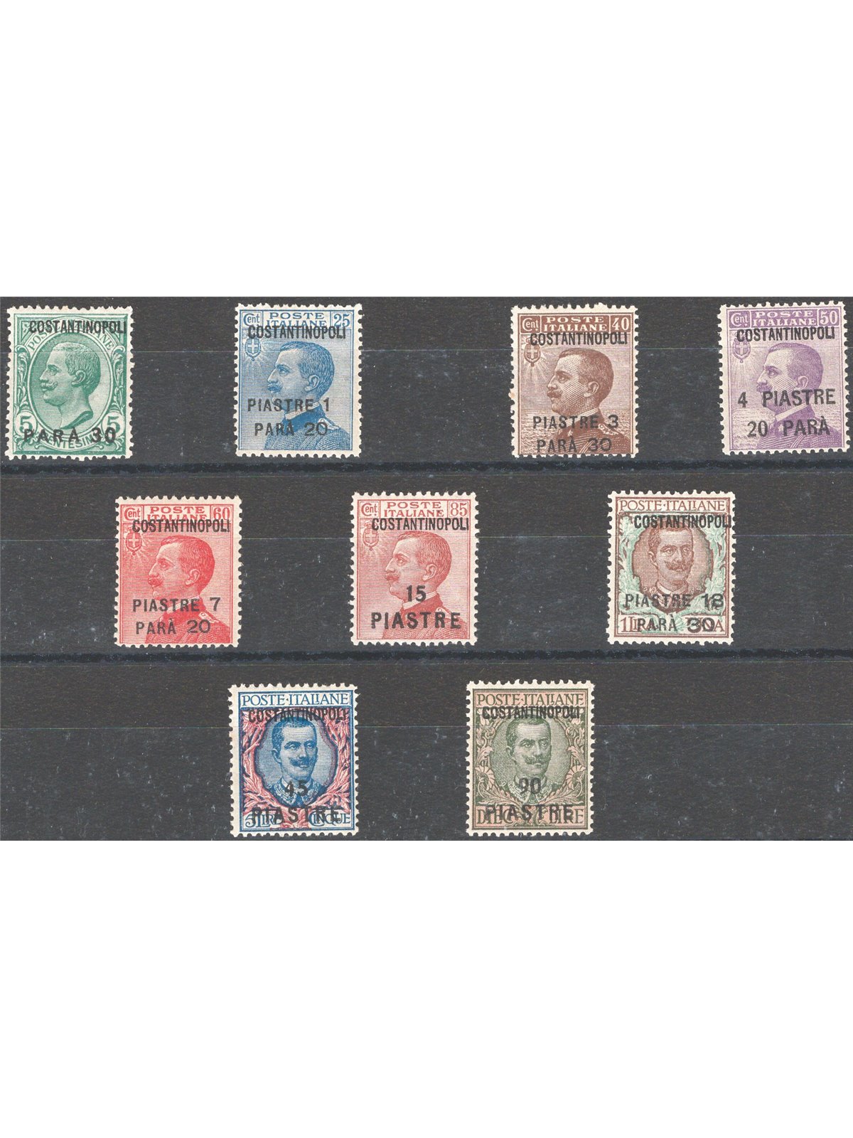 Levant Constantinople 1922 Overprint ‘Constantinople’ at the top series no. 76/84 Cat. 100 (**)