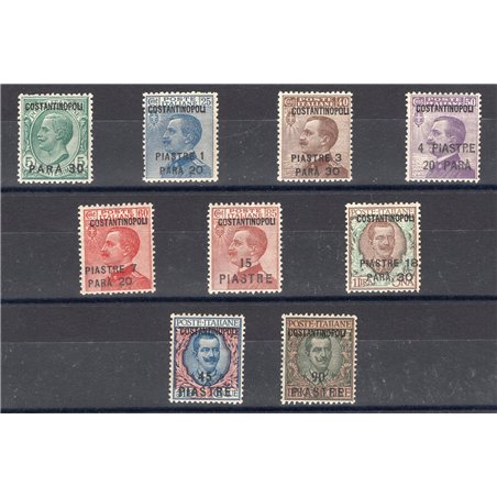 Levante Costantinopoli 1923 Soprast. serie n° 76/84 con ottima centratura Cert. CiBaFil Cat. € 200 (**)