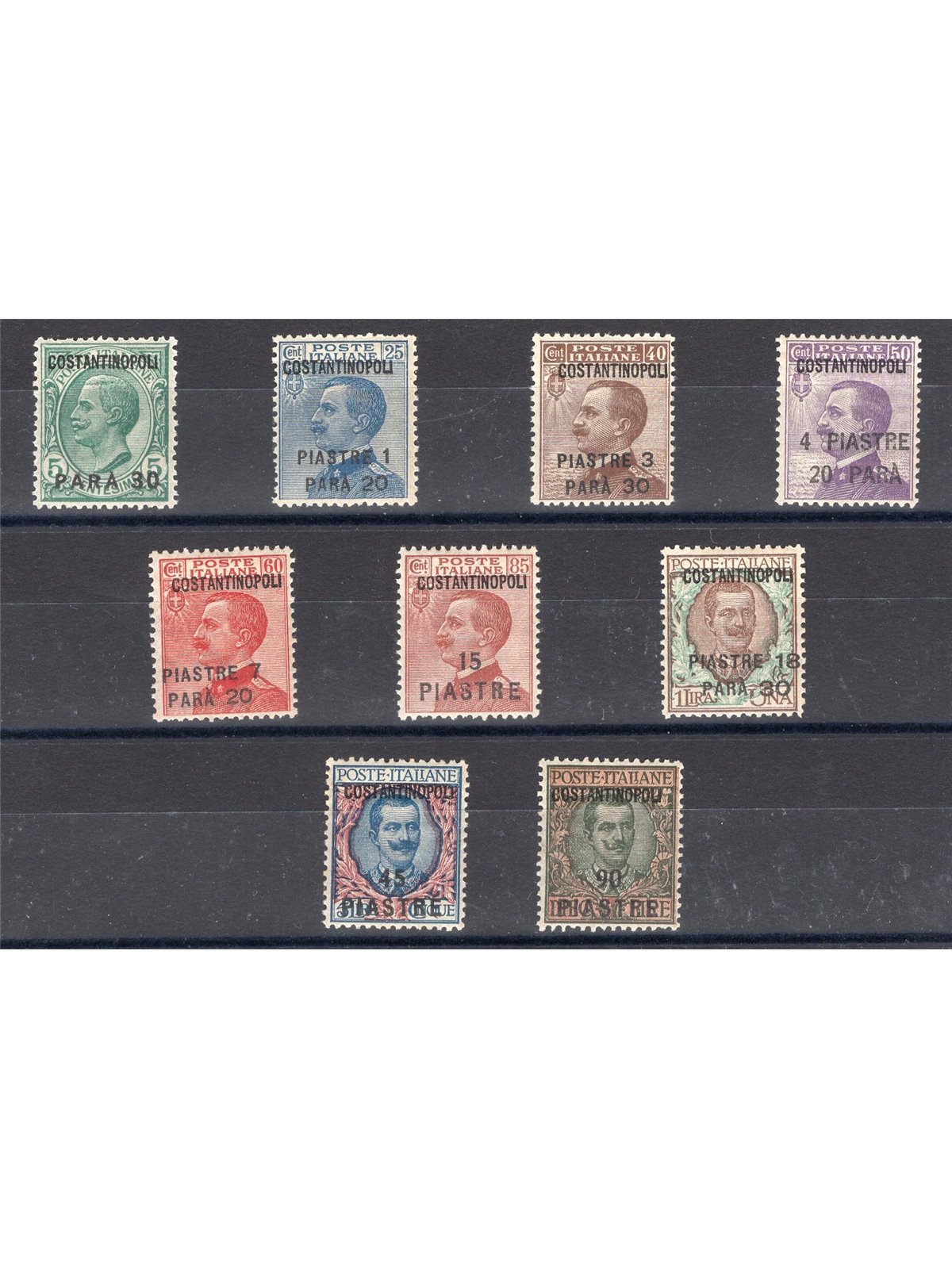 Levant Constantinople 1922 Overprint series no. 76/84 with excellent centring CiBaFil Cert. Cat. €200 (**)