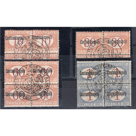 Levant Constantinople 1922 Postage mark in blocks of 4 with postal control mark in the centre and local overprint ‘Constantinopl