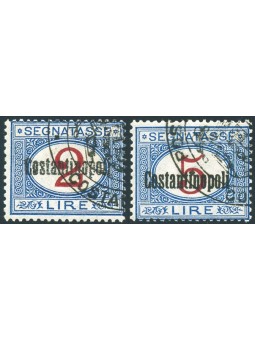 Levante Costantinopoli 1922 Segnatasse soprast. serie n° 5/6 Cert. Biondi Cat. € 9.700 (**)
