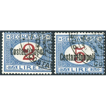 Levante Constantinople 1922 Overprinted tax stamps series no. 5/6 Biondi Certificate Cat. € 9,700 (**)