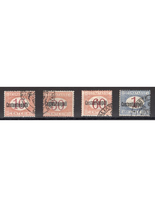 Levante Costantinopoli 1922 Segnatasse soprast. serie n° 1/4 con bollo postale di controllo Cat. € 440 (*)