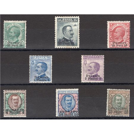 Levante Durres 1909/11 Overprint series no. 1/8 CiBaFil Certified Cat. €700 (*)