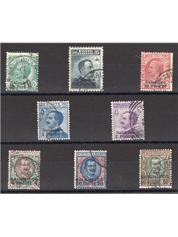 Levante Salonicco 1909/11 Soprast. "Salonicco" e nuovo valore serie n° 1/8 Cert. CiBaFil Cat. € 1.200 (U)