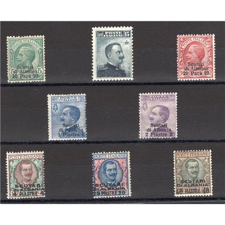 Levante Shkodër Albania 1909/11 Floral overprint series no. 1/8 certified CiBaFil Cat. €220 (*)