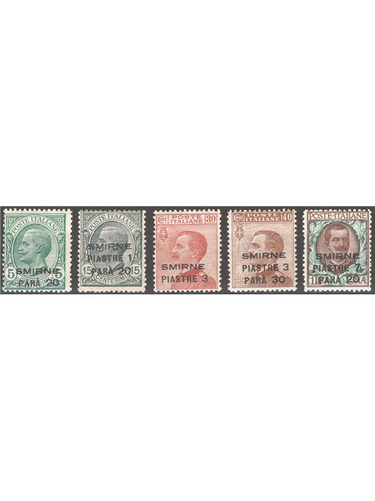 Levante Smyrna 1922 Floral overprint series no. 9/13 Cat. €74 (*)