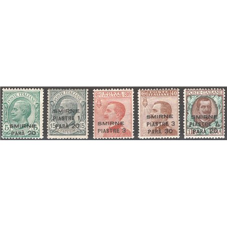 Levante Smirne 1922 Floreale soprast. serie n° 9/13 Cat. € 74 (*)