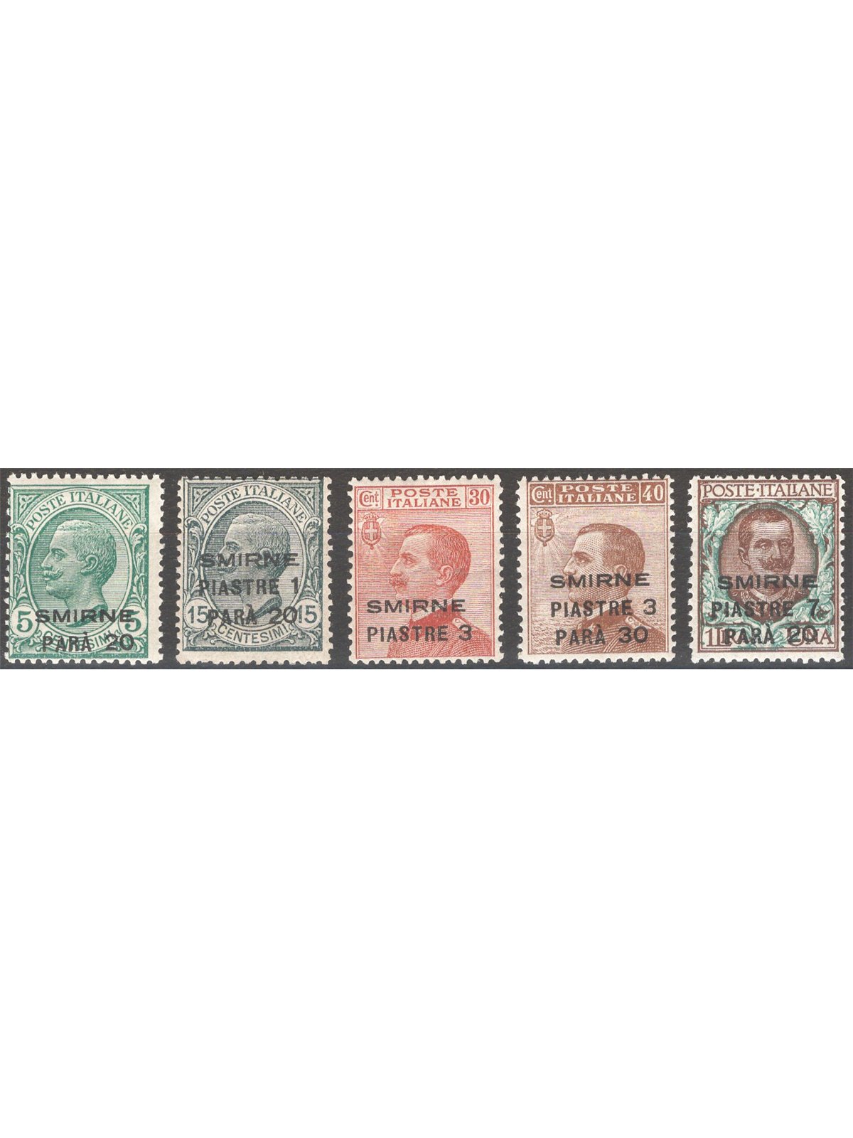 Levante Smyrna 1922 Floral overprint series no. 9/13 Cat. €74 (*)