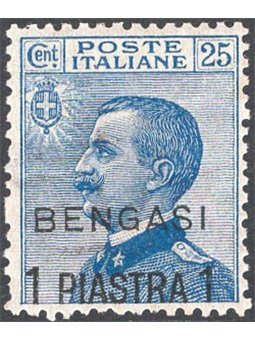 Levante Bengasi 1901 Floreale 25 c. azzurro soprast. n° 2 Cat. € 140 (*)