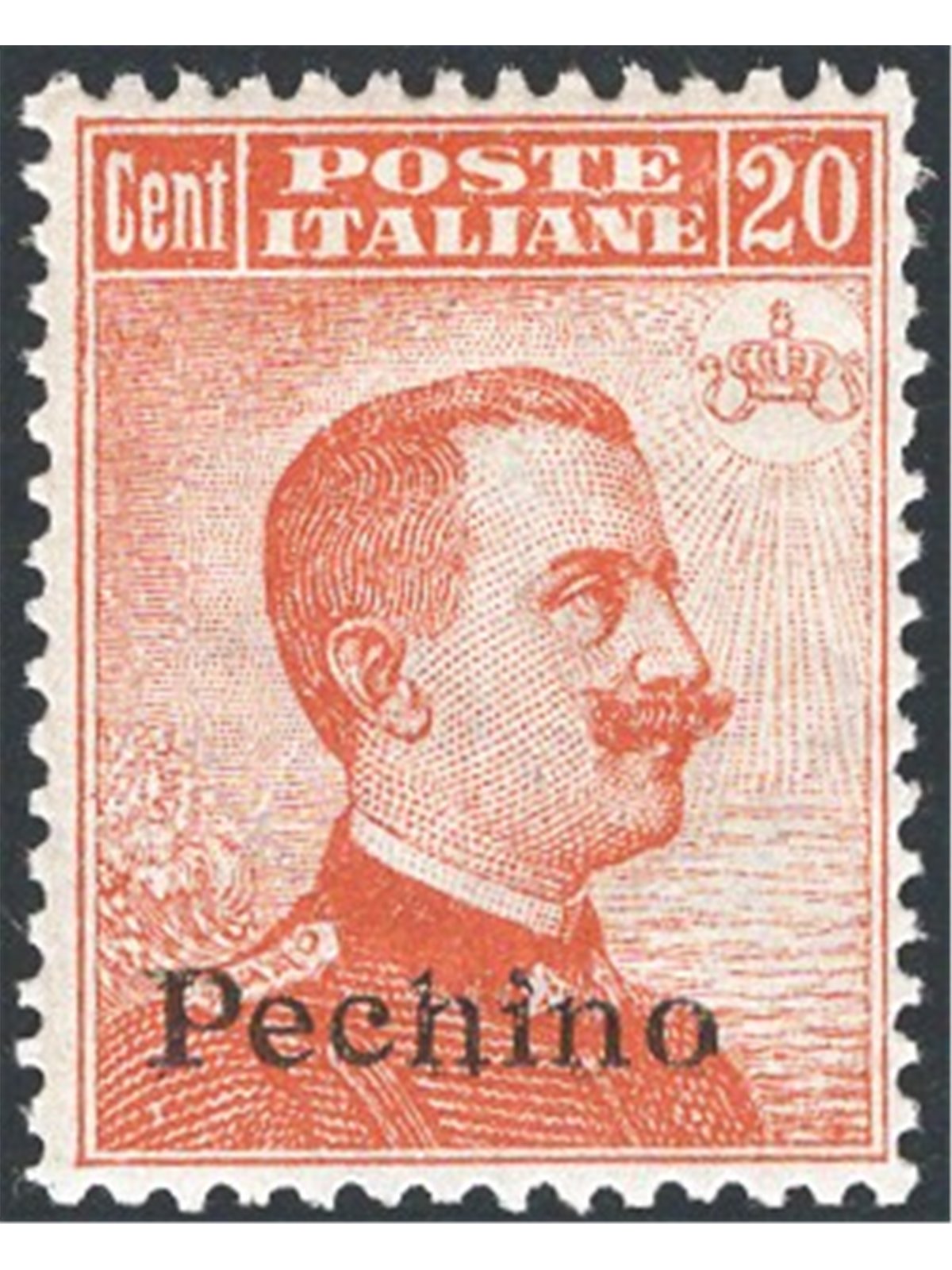 Cina Pechino 1918 Michetti 20 c. arancio n° 18 con ottima centratura Cert. CiBaFil Cat. € 350 (**)