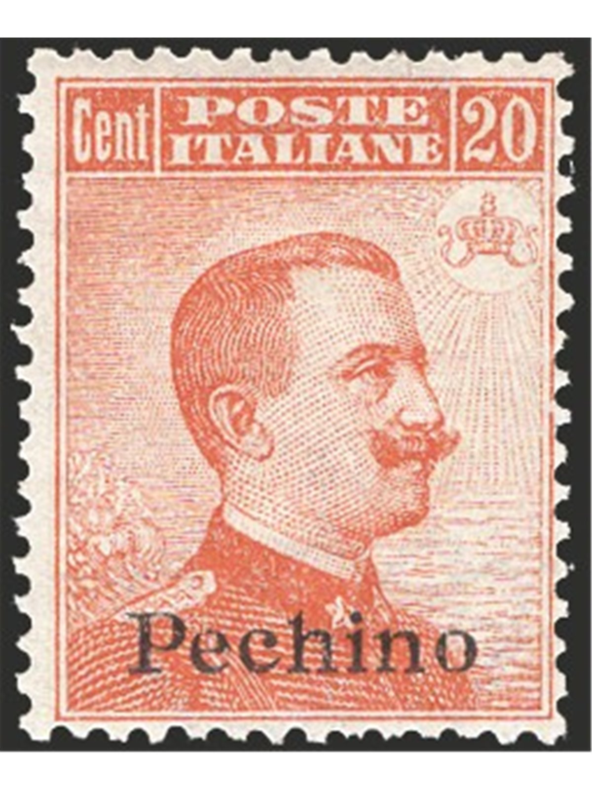 China Beijing 1918 Michetti 20 c. orange with crown watermark and ‘Pechino’ overprint no. 18 Cat. €175 (**)