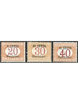 Cina Pechino 1918 Segnatasse soprast. serie n° 6/8 Cert. Biondi Cat. € 3.000 (**)