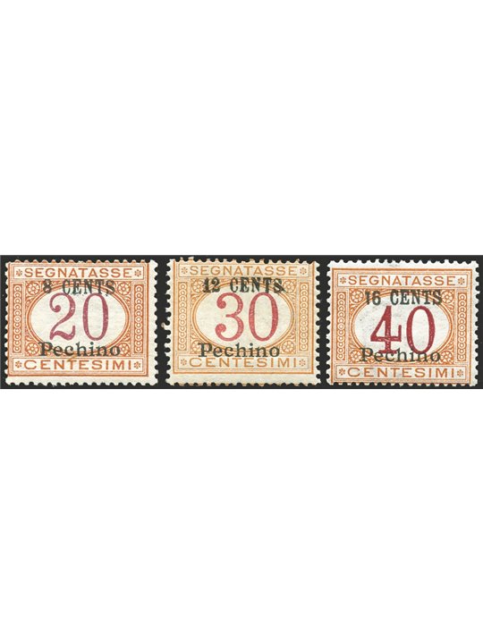 China Beijing 1918 Tax stamp overprint series No. 6/8 Biondi certified Cat. €3,000 (**)
