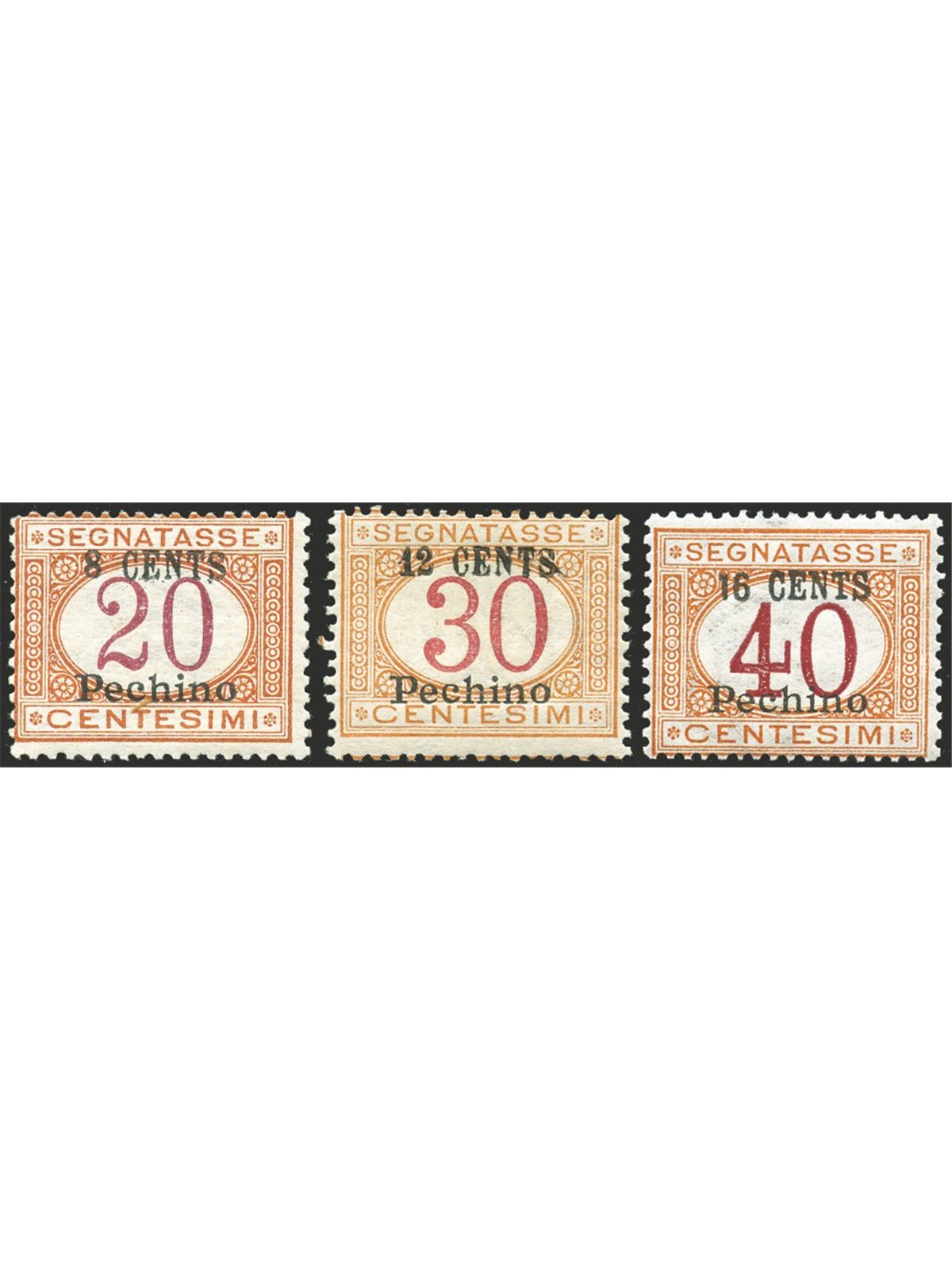 China Beijing 1918 Tax stamp overprint series No. 6/8 Biondi certified Cat. €3,000 (**)