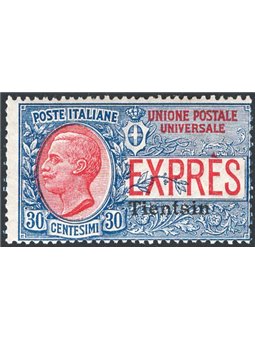 China Tientsin 1918 Express 30 c. light blue and red overprint no. 1 Cat. €85 (**)