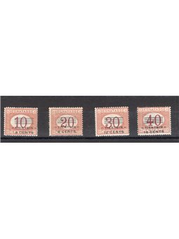 Cina Tientsin 1919 Segnatasse soprast. serie n° 9/12 Cert. CiBaFil Cat. € 325 (**)