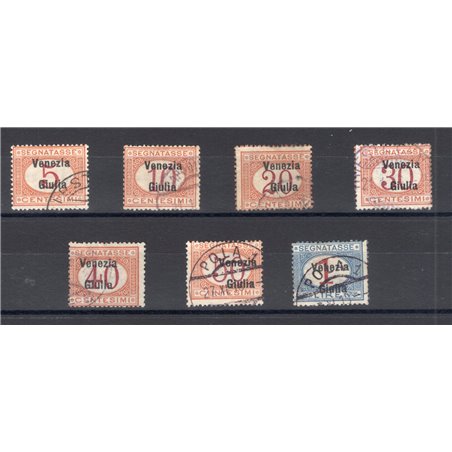 Venezia Giulia 1918 Overprinted revenue stamp series no. 1/7 Biondi cert. Cat. € 2,000 (U)
