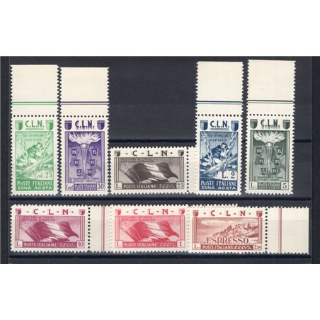Emissioni  Aosta 1944 Soggetti vari serie n° 9/16 Cat. € 125 (**)