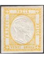 Italy 1861 Naples Provinces Victor Emmanuel in relief 20 gr. yellow No. 23. Signed by Chia AD Certified by CiBaFil Catalogue €2,
