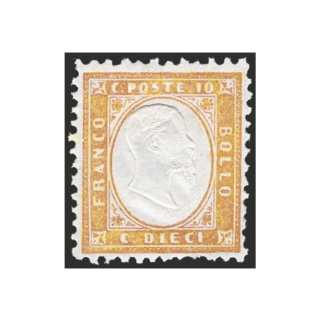 Italia 1862 Vitt. Emanuele 10 c. bistro giallastro n° 1 Cert. Biondi Cat. € 12.000 (**)