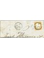 Italy 1862 Victor Emmanuel 10 c. brown on a large fragment cancelled in Florence No. No. 1. Signed AD. Certified by Biondi. Cata