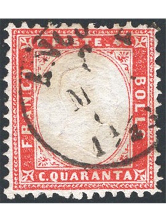 Italia 1862 Vitt. Emanuele 40 c. rosso carminio n° 3 Cert. CiBaFil Cat. € 350 (U)