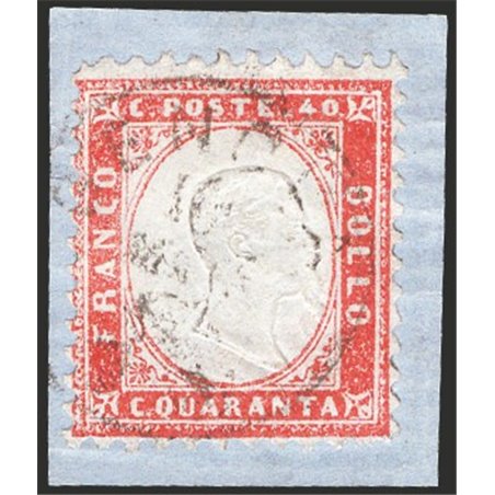 Italy 1862 Victor Emmanuel 40 c. carmine red No. 3 on fragment CiBaFil certified Cat. €425 (Fr)