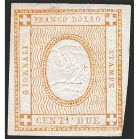 Italy 1862 Embossed numeral 2 c. bistro No. 10 Cat. € 80 (*)