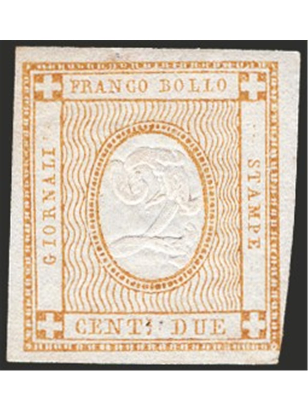 Italy 1862 Embossed numeral 2 c. bistro No. 10 Cat. € 80 (*)