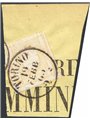 Italy 1862 Embossed numeral 2 c. bistro on a newspaper fragment No. 10 Cat. € 190 (Fr)
