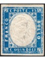Italia 1863 Vitt. Emanuele 15 c. azzurro con doppia effigie n° 11k. Firm. Chia Cert. CiBaFil Cat. € 300 (*)