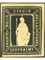 Italia 1862 Saggio Thermignon Allegoria dell'Italia 5 c. nero Cert. Biondi (**)