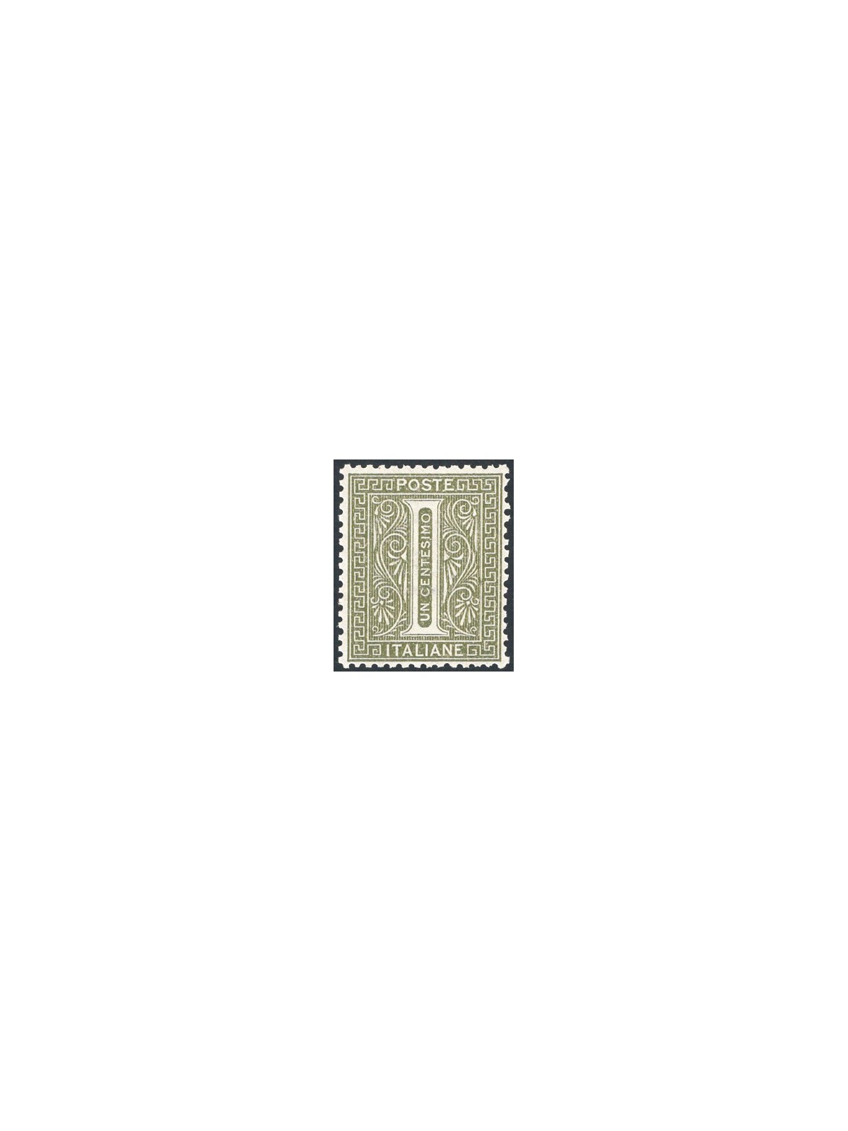 Italia 1863 Cifra 1 c. verde grigio chiaro tiratura di Londra n° L14 con ottima centratura. Firm. Chia Cert. CiBaFil Cat. € 6.00