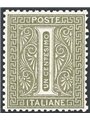 Italia 1863 Cifra 1 c. verde grigio chiaro tiratura di Londra n° L14 con ottima centratura. Firm. Chia Cert. CiBaFil Cat. € 6.00