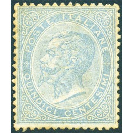 Italy 1863 Victor Emmanuel 15 c. pale sky blue no. L18 with excellent centring and an imperceptible trace of the tongue. Certifi