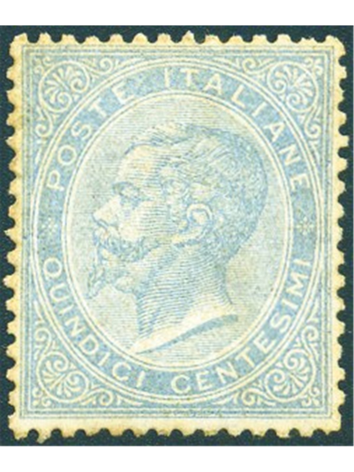 Italy 1863 Victor Emmanuel 15 c. pale sky blue no. L18 with excellent centring and an imperceptible trace of the tongue. Certifi