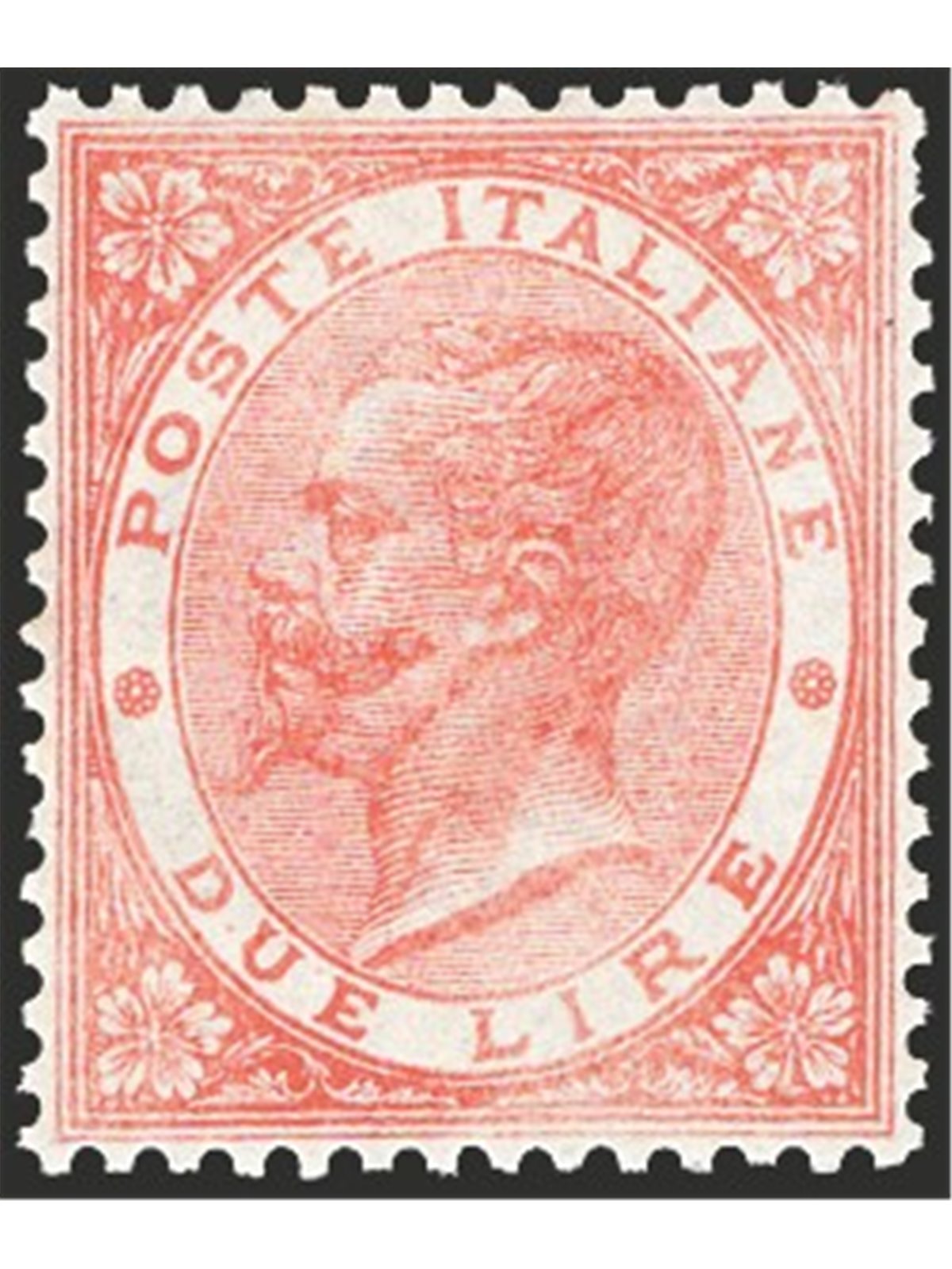Italia 1863 Vitt. Emanuele 2 £ scarlatto n° L22 con ottima centratura. Firm. Bolaffi ED Cert. CiBaFil Cat. € 4.000 (**)