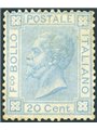 Italy 1867 Victor Emmanuel 20 c. light blue no. L26 with fair centring. Signed ED certified by Biondi catalogue price €8,000 (**