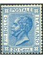 Italia 1867 Vitt. Emanuele 20 c. azzurro n° T26 con ottima centratura. Firm. AD ED ed altri Cert. Biondi Cat. € 5.000 (**)