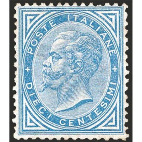 Italy 1877 Victor Emmanuel 10 c. blue no. 27. Signed AD ED. Certified by Apicella. Catalogue price: €4,500 (*)