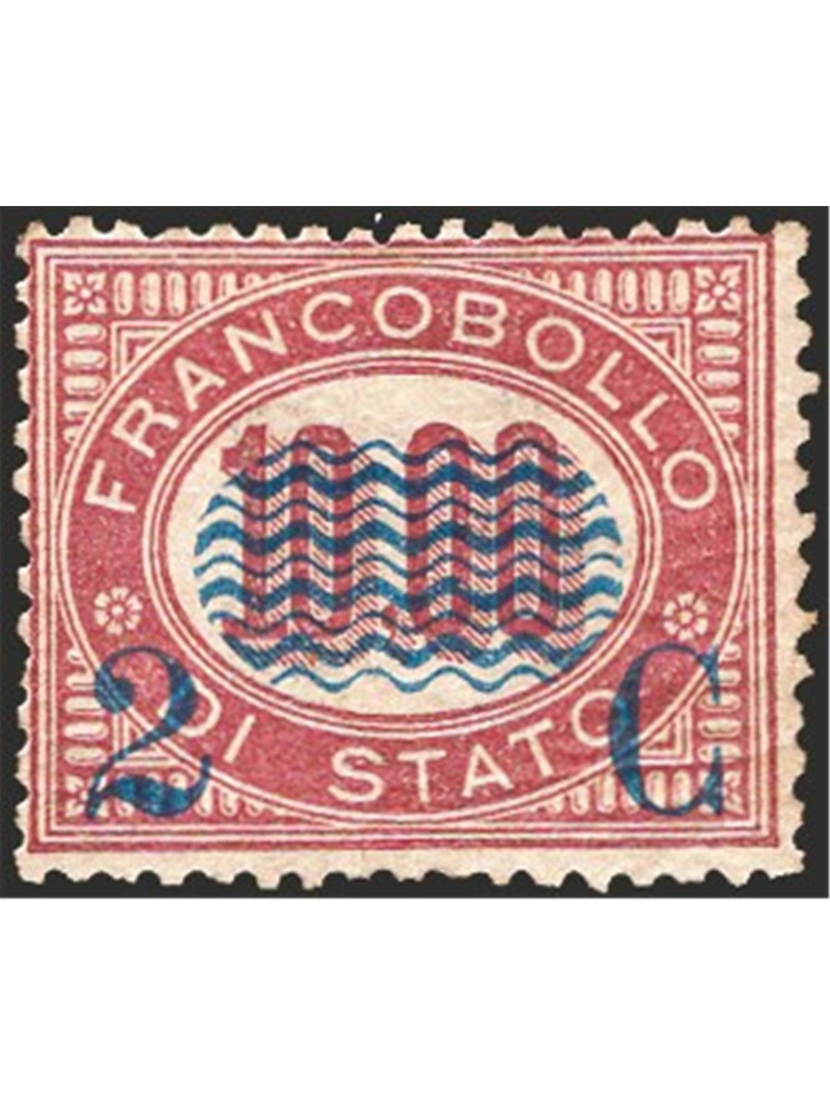 Italy 1878 Service 10 £ on 2 c. no. 36. Signed: Chia AD. Certified by CiBaFil. Catalogue price: €900 (**)