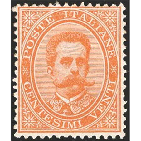 Italy 1879 Umberto I 20 c. orange No. 39 with excellent centring. Signed Chia certified by CiBaFil Cat. €1,400 (**)