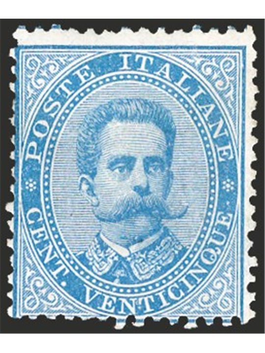 Italy 1879 Umberto I 25 c. light blue no. 40. Buhler postmark. Certified by CiBaFil. Catalogue price: €1,250 (**)