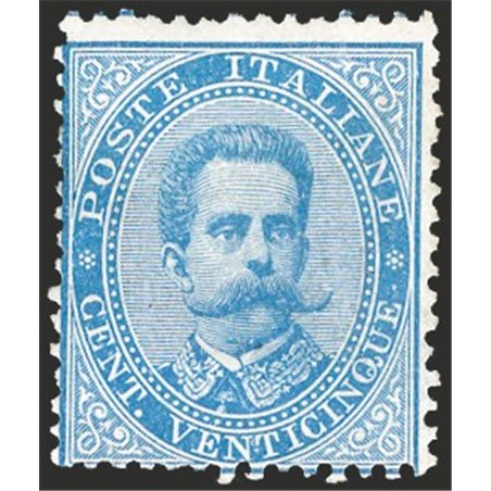 Italia 1879 Umberto I 25 c. azzurro n° 40. Timbrino Buhler Cert. CiBaFil Cat. € 1.250 (**)