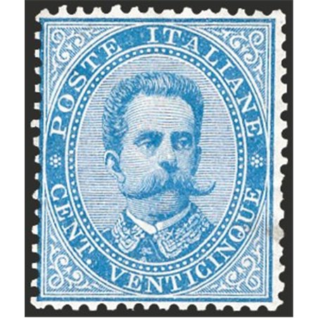 Italia 1879 Umberto I 25 c. azzurro n° 40. Firm. Raybaudi Cert. CiBaFil Cat. € 500 (*)