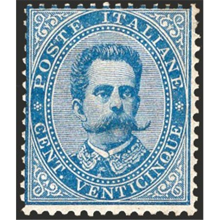 Italia 1879 Umberto I 25 c. azzurro n° 40. Firm. AD Cert. CiBaFil Cat. € 500 (*)