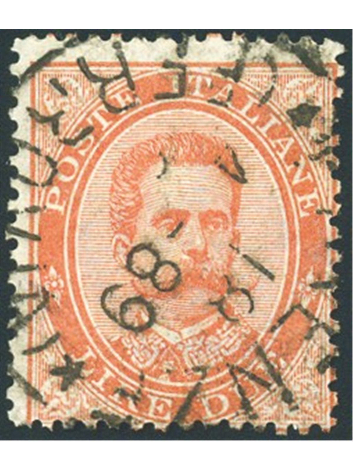 Italia 1879 Umberto I 2 £ arancio con annullo originale di Firenze n° 43 Cert. Biondi Cat. € 650 (U)