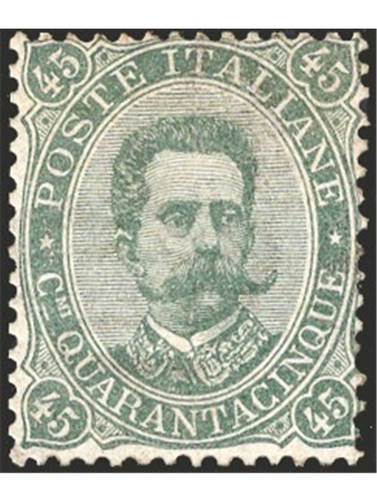 Italy 1889 Umberto I 45 c. olive green no. 46 certified by Biondi catalogue price €3,300 (**)