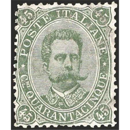 Italia 1889 Umberto I 45 verde oliva n° 46. Firm. Raybaudi AD Cert. Apicella Cat. € 1.100 (*)